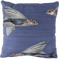Moooi Embroidered Flying Coral Fish Kissenhülle - 45x45 Cm - Blau