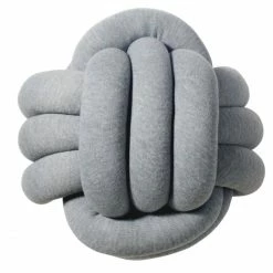 Nordic Coast Company Zopf Strick Knotenkissen - 40x40 Cm - Medium Grau