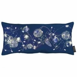 Apelt 2601 Christmas Elegance Kissen Mit Füllung - 24x48 Cm - Dunkelblau/ Silber