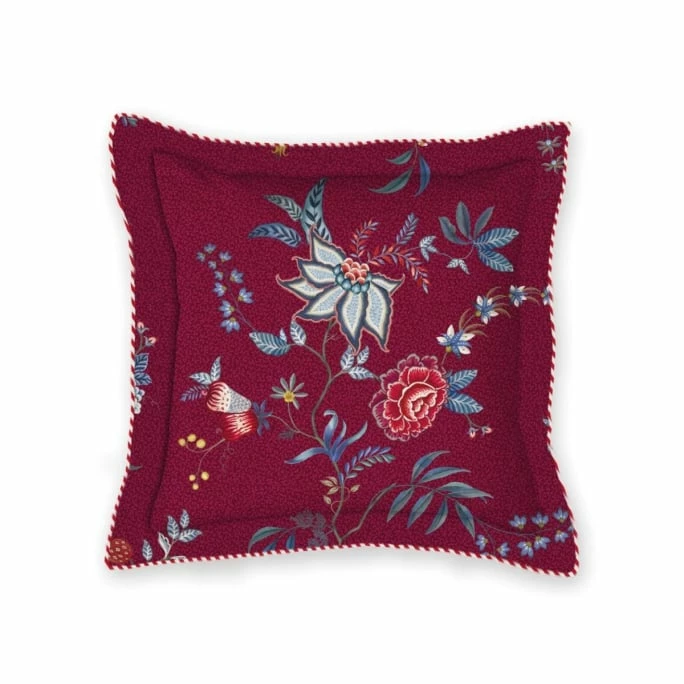 Pip Studio Flower Festival Kissen Mit Füllung - 45x45 Cm - Dunkelrot 1 Pip Studio Flower Festival Kissen Mit Füllung - 45x45 Cm - Dunkelrot