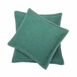 David Fussenegger SYLT Kissenhülle Uni Mit Zierstich - 40x40 Cm - Flaschengrün