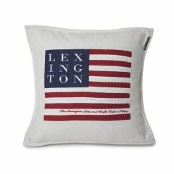 Lexington Arts & Craft Sham Kissenhülle Mit Flagge & Logo - 50x50 Cm - Logo Beige/weiß
