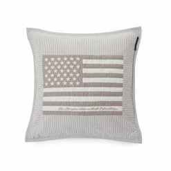 Lexington Arts & Craft Sham Kissenhülle Mit Amerika-Flagge - 50x50 Cm - Star Grey/white