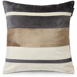Lexington Striped Velvet Kissenhülle - 50x50 Cm - Walnut/dark Gray