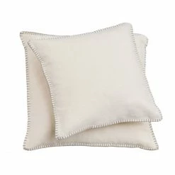 David Fussenegger SYLT Kissenhülle Uni Mit Zierstich - 40x40 Cm - Rohweiß